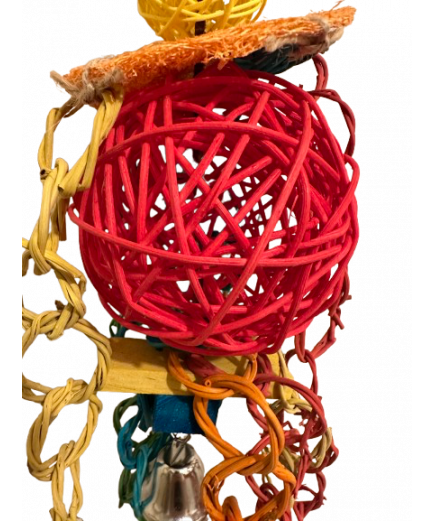 Parrot-Supplies Giant Vine Ball & Willow Rings Colourful Chew Parrot Toy Parrot-Supplies Giant Vine Ball & Willow Rings Colourful Chew Parrot Toy